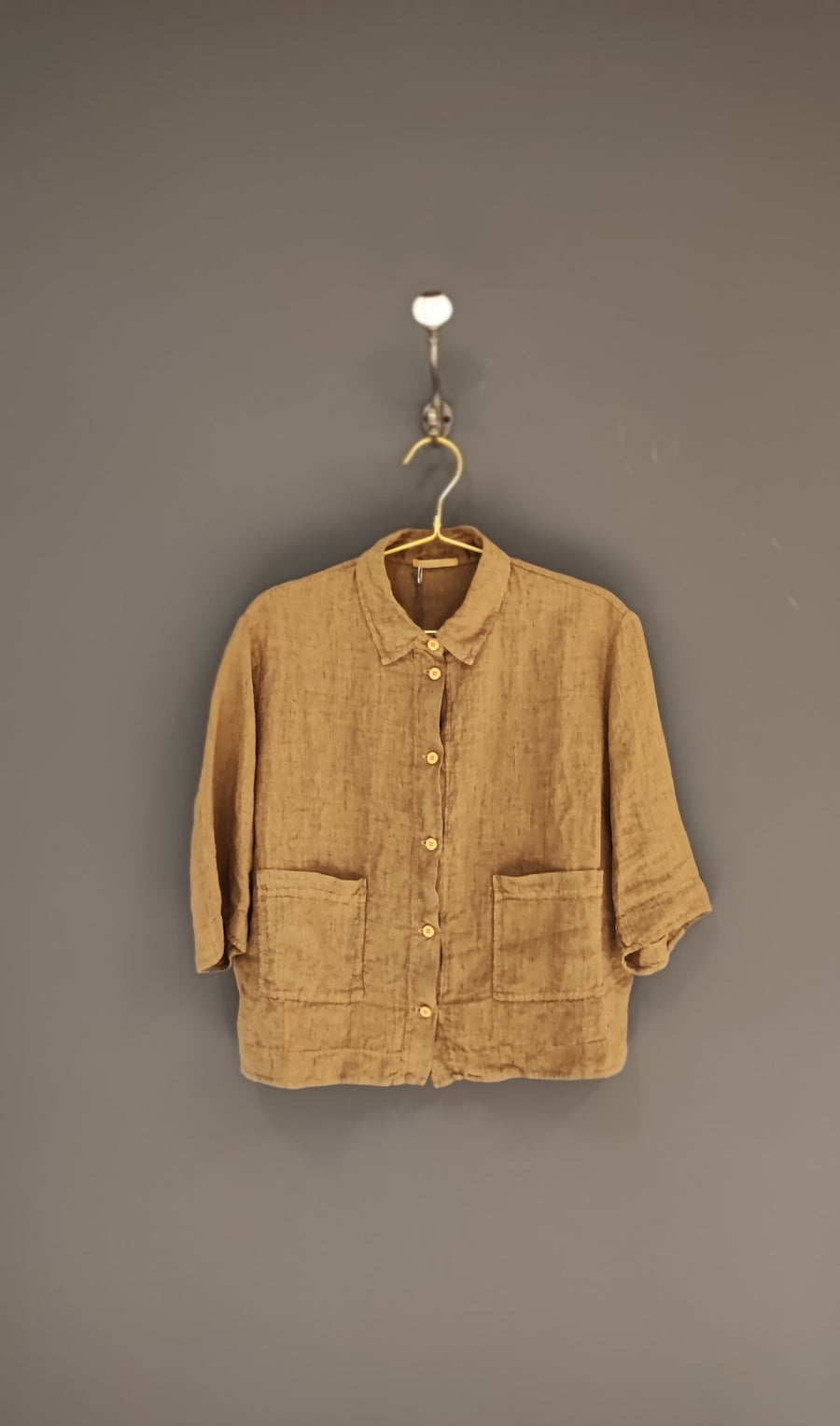 TRANSIT LINEN SHIRT WITH 3/4 LENGTH SLEEVE IN GINGER