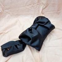 AUGUST NIGHT BOW CLUTCH IN BLACK SATIN