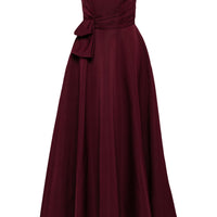 AMSALE FAILLE GOWN WITH ASYMMETRIC BODICE IN RUBY
