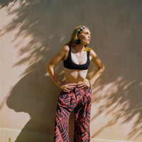 MOON + MELLOW RESORT WIDE LEG TROUSERS - BAMBOO RUST ON BLACK