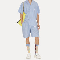 VIVIENNE WESTWOOD ROMARIO BERMUDA SHORTS IN WHITE/BLUE STRIPE