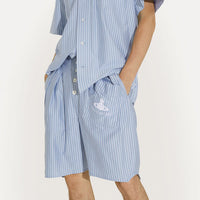VIVIENNE WESTWOOD ROMARIO BERMUDA SHORTS IN WHITE/BLUE STRIPE