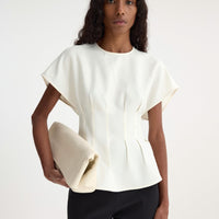 ROHE SCULTURED WAISTED TOP IN CREAM