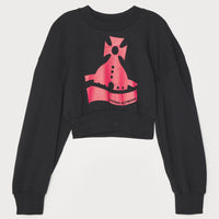 VIVIENNE WESTWOOD SUNKEN ORB CROP SANDER SWEAT IN BLACK