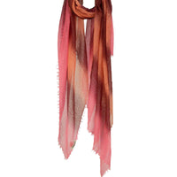 MIRROR IN THE SKY ST TROPEZ SEMI FELTED PRINTED STRIPES & DIP DYE SHAWL IN LIPSTICK