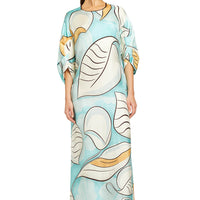 FOR RESTLESS SLEEPERS ANTANDRA DRESS - PAINTED LEAVES BLUE