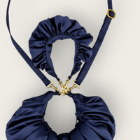 AUGUST NIGHT RUCHE CLUTCH NAVY SATIN