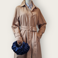 AUGUST NIGHT RUCHE CLUTCH NAVY SATIN