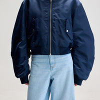 BELLEROSE HARTY BOMBER JACKET IN NAVY