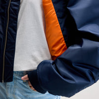 BELLEROSE HARTY BOMBER JACKET IN NAVY