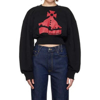 VIVIENNE WESTWOOD SUNKEN ORB CROP SANDER SWEAT IN BLACK