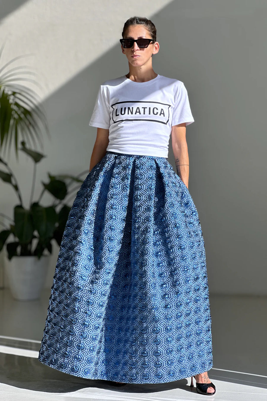 LUNATICA MILANO LONG SKIRT IN BLUE