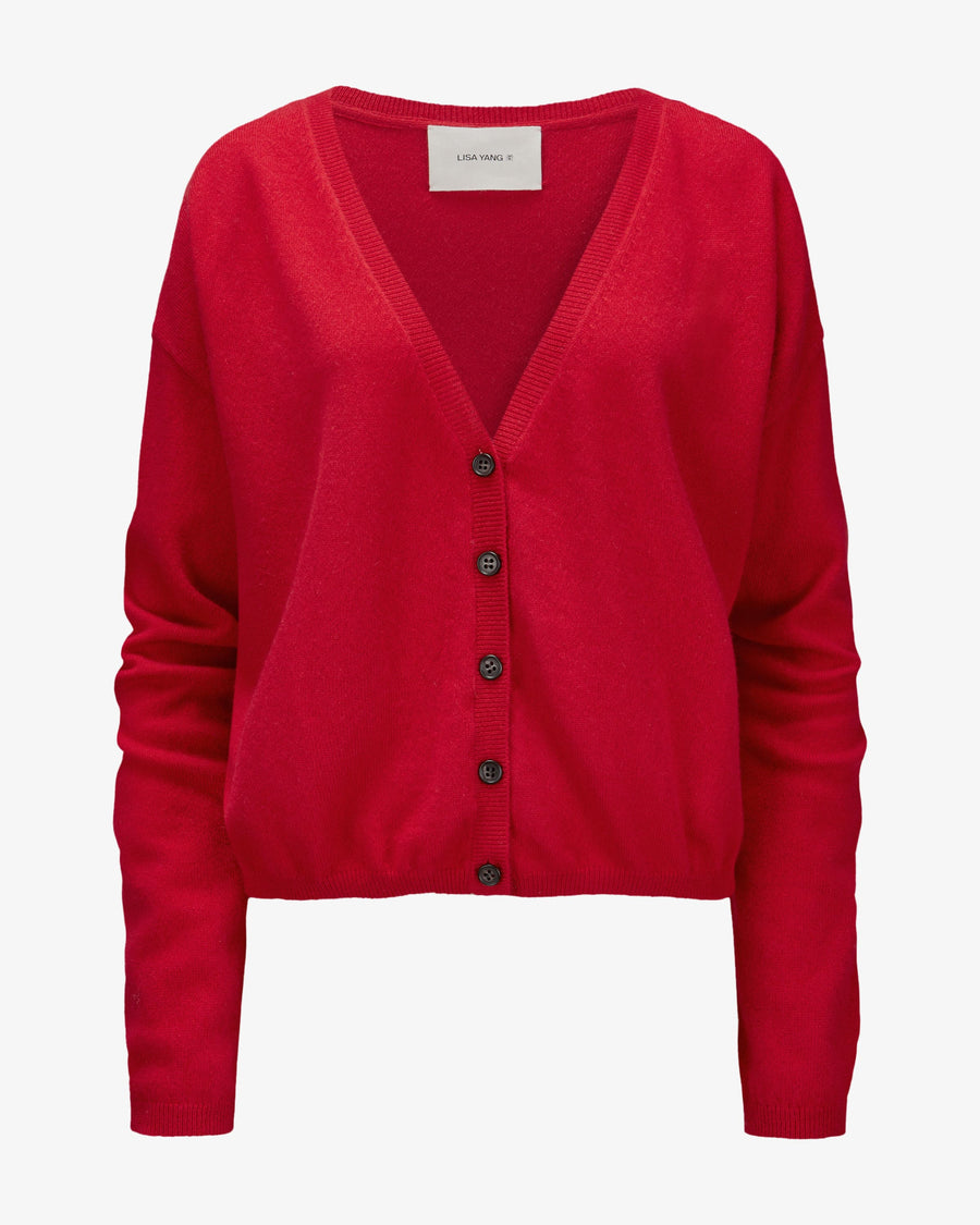 LISA YANG ABBY CARDIGAN IN GOJI BERRY