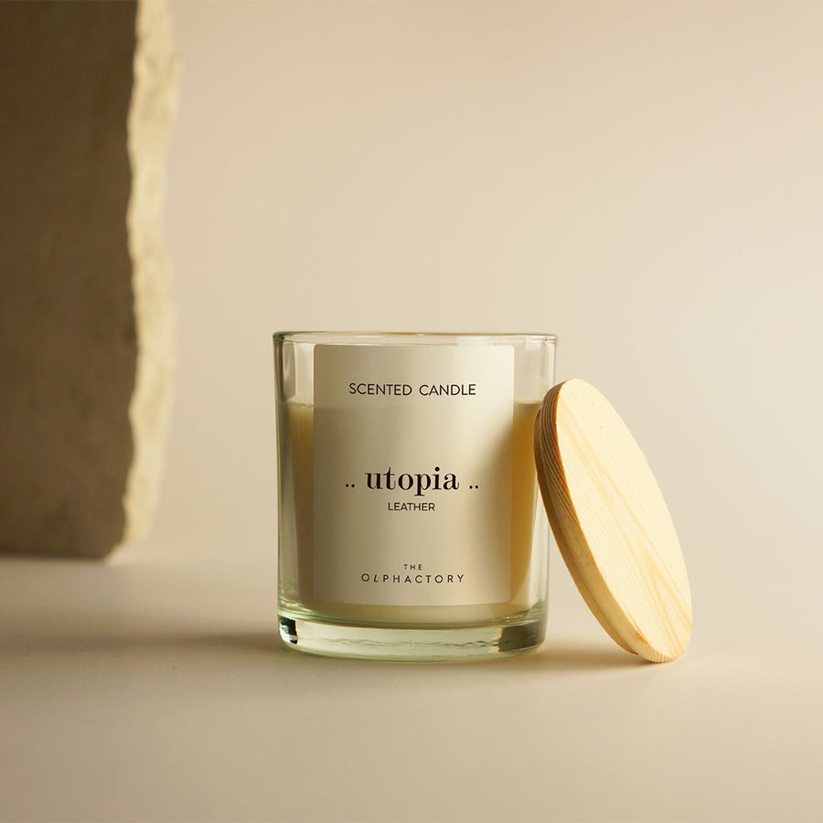 THE OLPHACTORY SCENTED CANDLE ..utopia.. LEATHER