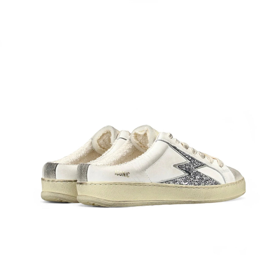 MASTER OF ARTS MULE WHITE SNEAKERS WITH GLITTER LOGO