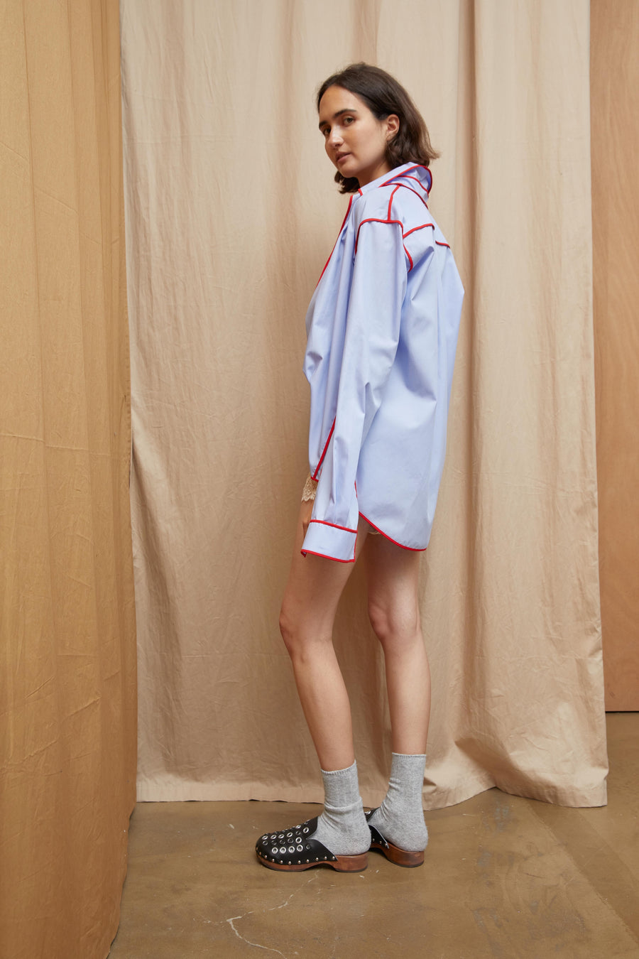 JEJIA PIPING SHIRT IN BLUE