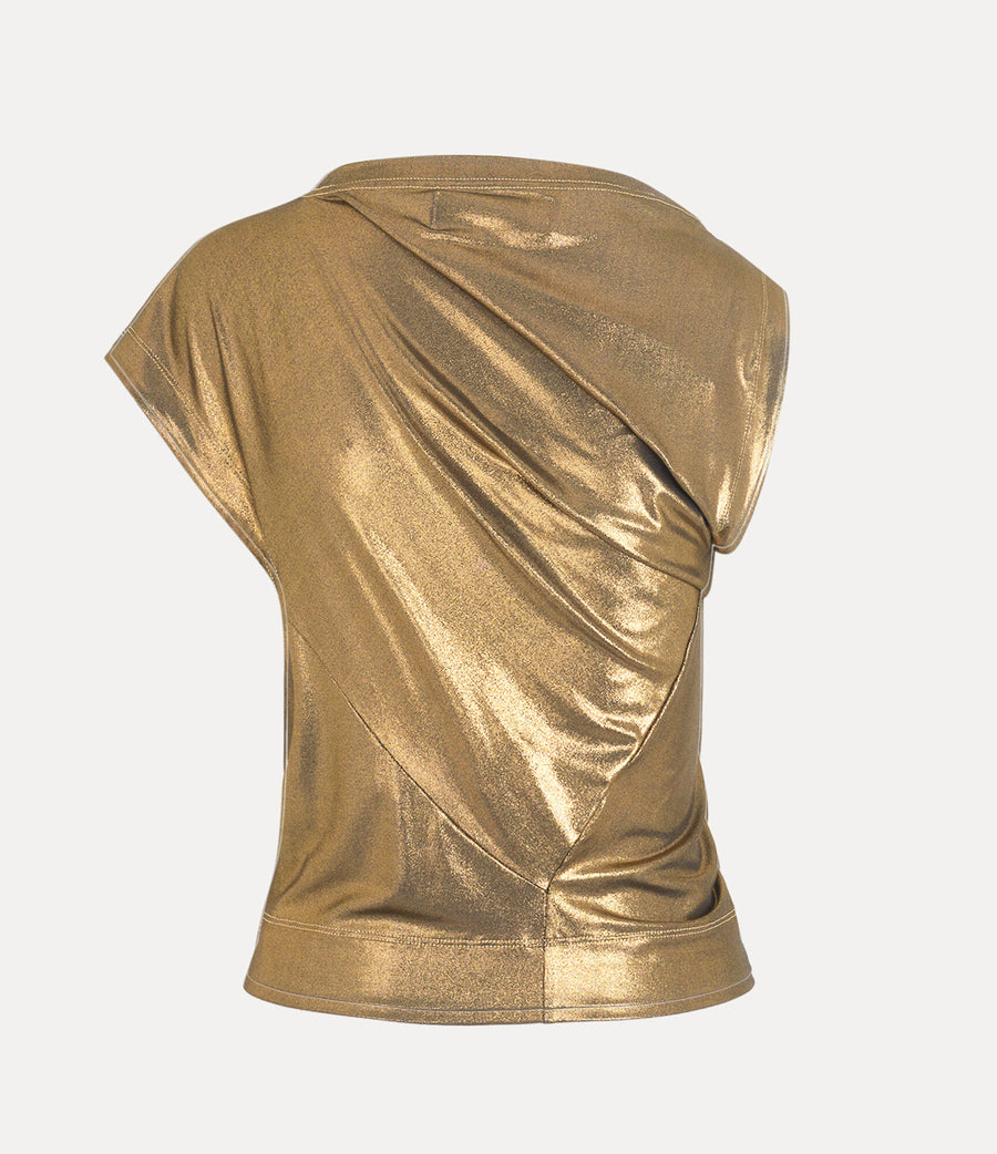 VIVIENNE WESTWOOD HEBO TOP IN GOLD DISCO JERSEY