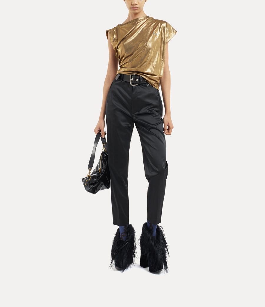 VIVIENNE WESTWOOD HEBO TOP IN GOLD DISCO JERSEY