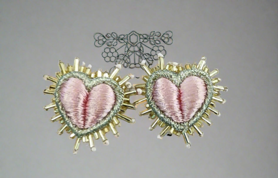 OLIVIA DAR MINI SPARKLE HEART SILK EARRINGS - LIGHT PINK HEART