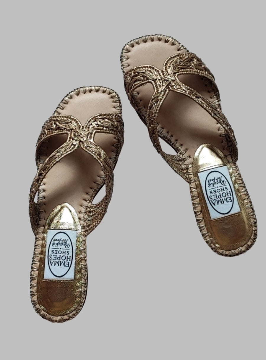 EMMA HOPE WHEATSHEAF H SANDAL IN GOLD