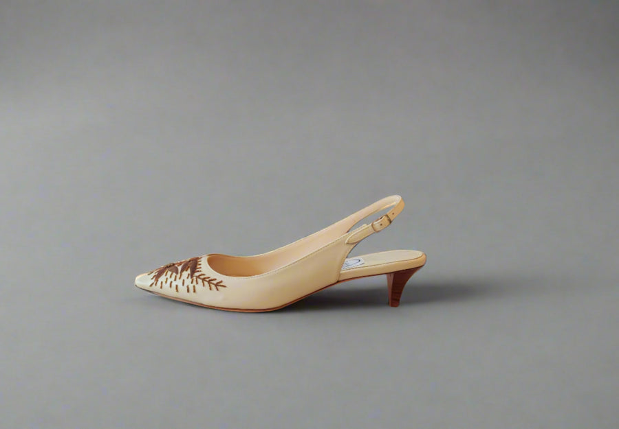 EMMA HOPE LEATHER SLINGBACKS IN BONE