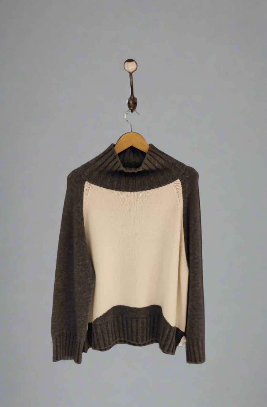 LA FEE PARISIENNE GREY/CREAM CHUNKY HIGH NECK KNIT