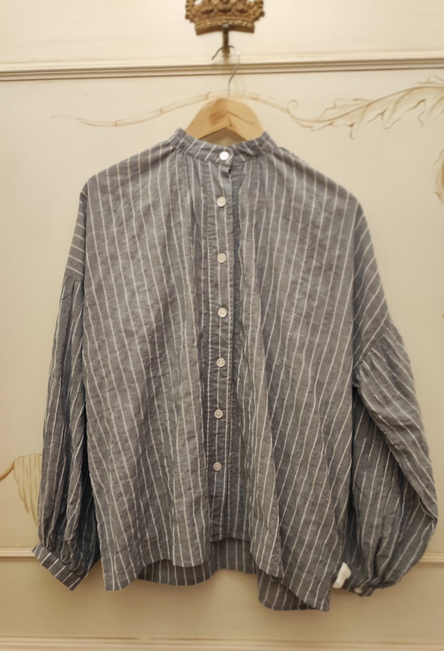 CLARAMONTE SHIRT IN BLUE WITH WHITE STRIPE