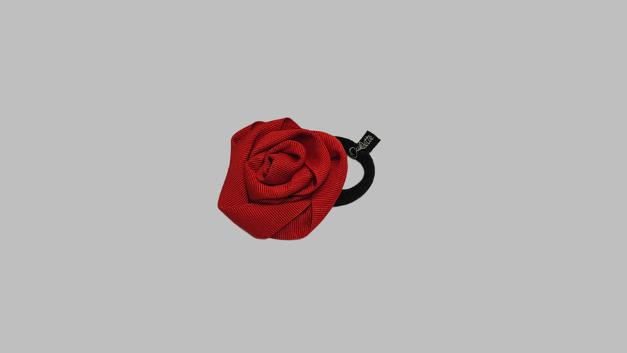 JENNIFER OUELLETTE HANDMADE ROSE HAIR TIE IN RED