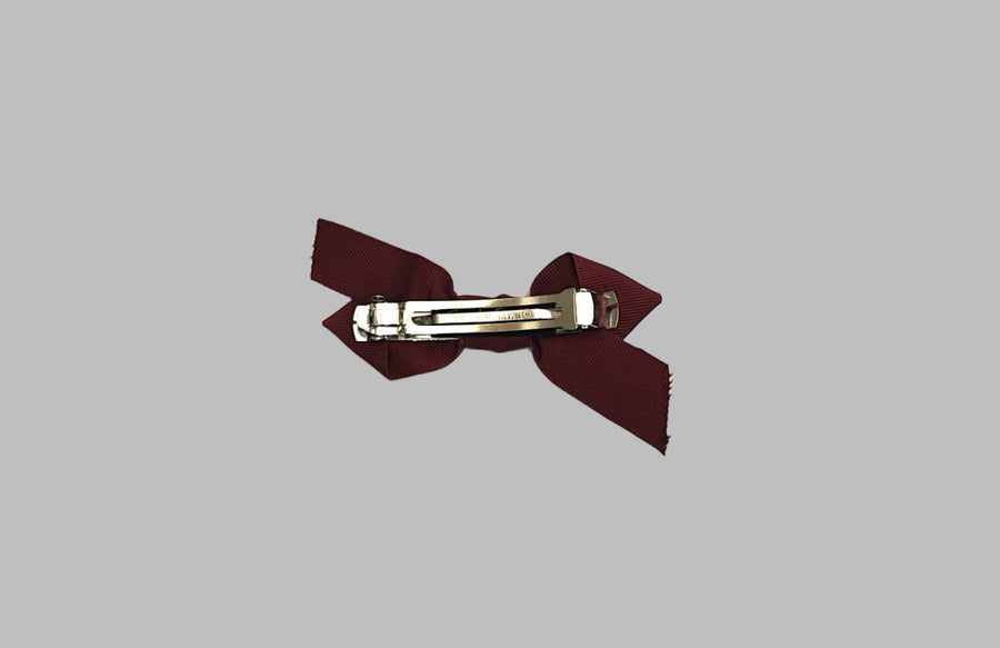 JENNIFER OUELLETTE GROSGRAIN BIG BOW BARETTE IN WINE