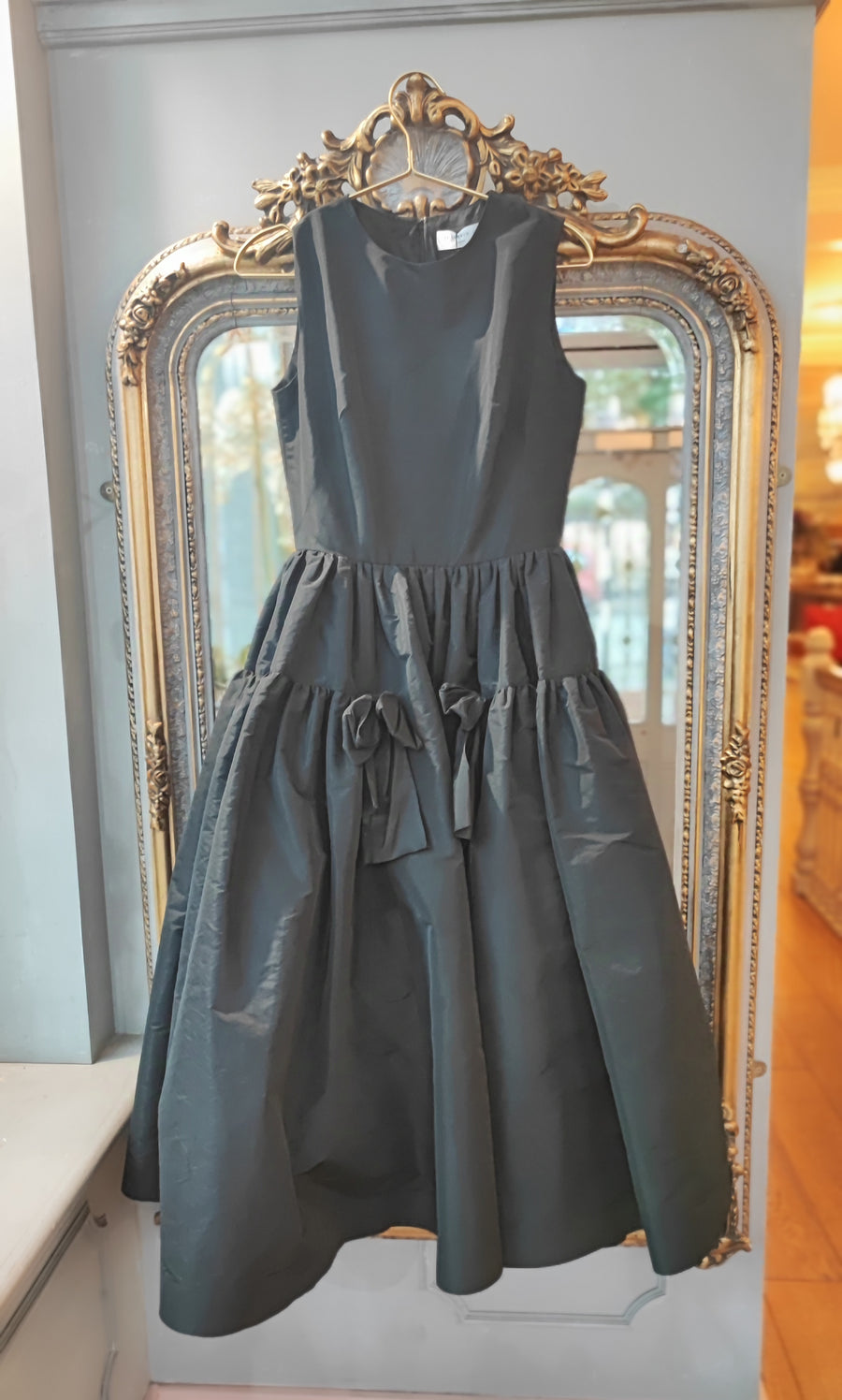 THE 2ND SKIN SLEEVELESS TAFFETA DRESS WITH BOWS IN BLACK