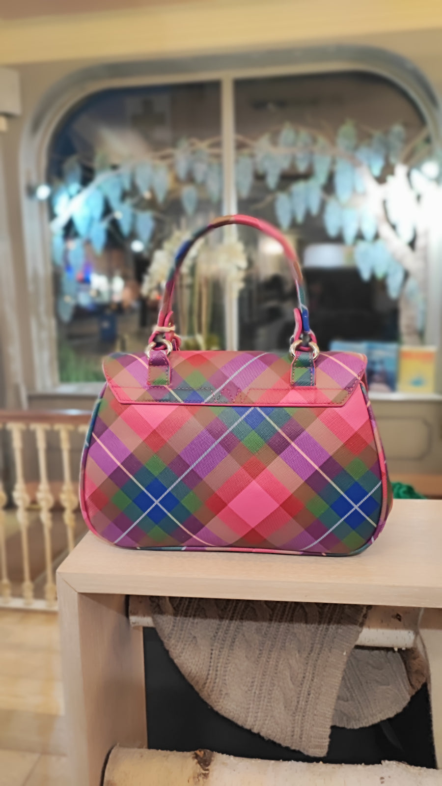 VIVIENNE WESTWOOD LESLEY HANDBAG IN CANDY TARTAN