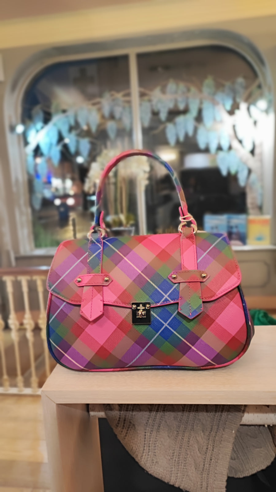 VIVIENNE WESTWOOD LESLEY HANDBAG IN CANDY TARTAN