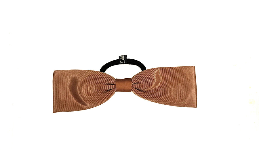 JENNIFER OUELLETTE GROSGRAIN LARGE BOW HAIR TIE IN PEACAN