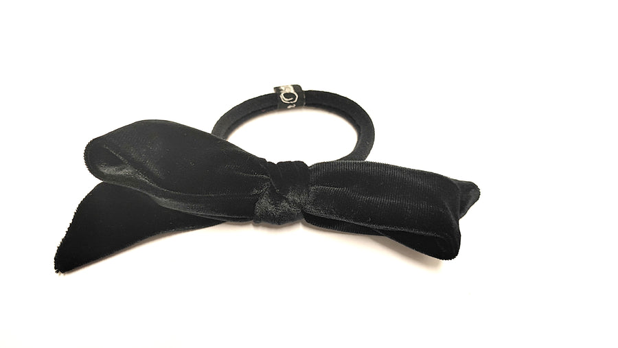 JENNIFER OUELLETTE SMALL VELVET BOWTIE HAIR TIE IN BLACK