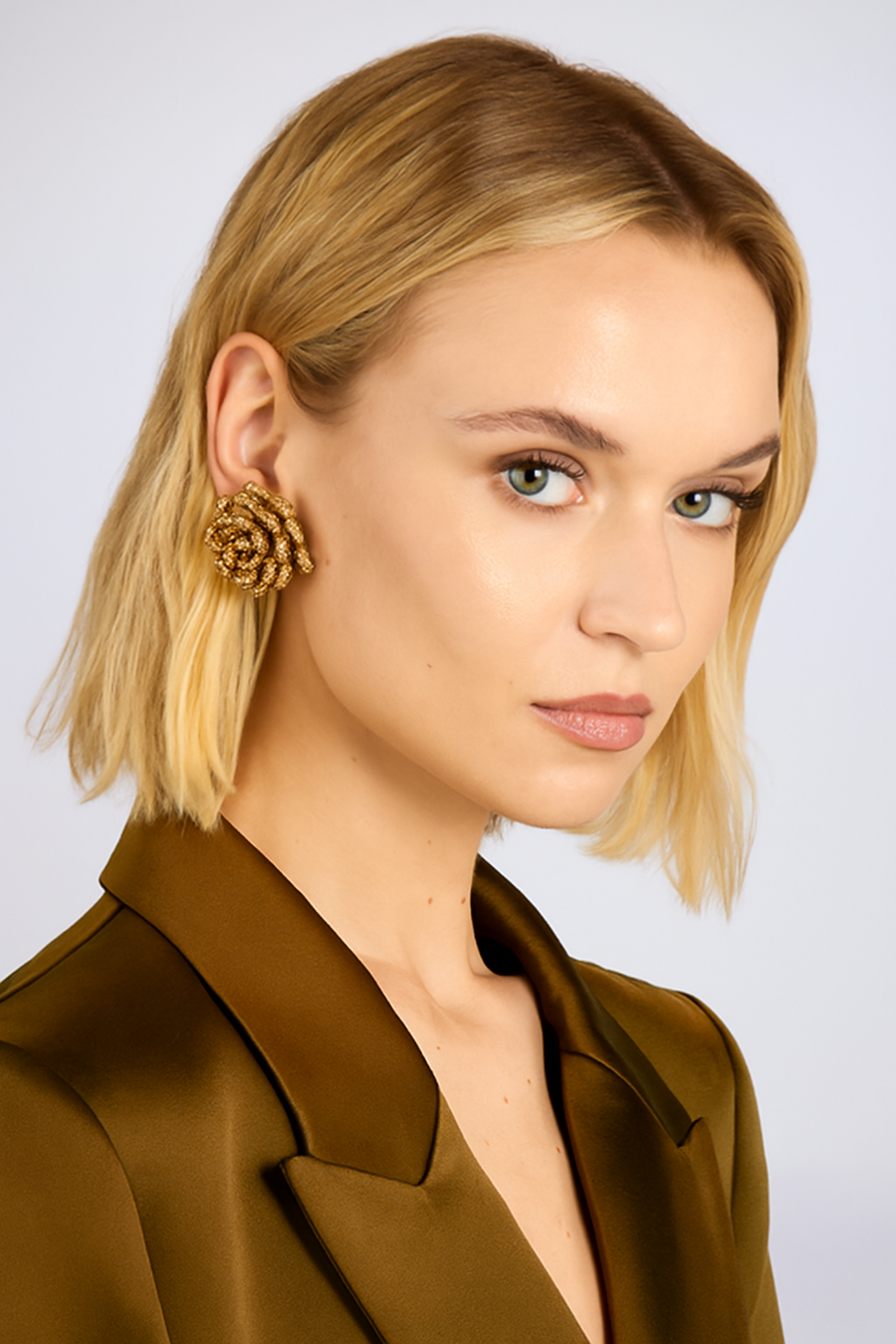 ROSANTICA TIMO CLIP ON EARRINGS IN BROWN CRYSTALS