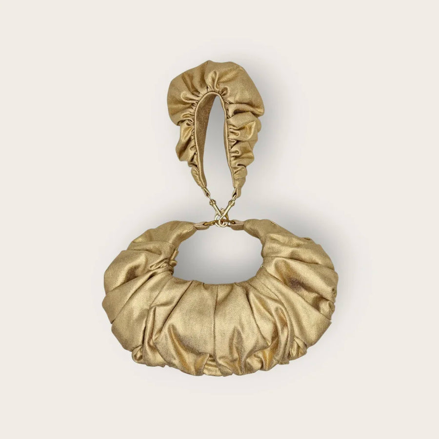 AUGUST NIGHT RUCHE CLUTCH GILDED COTTON