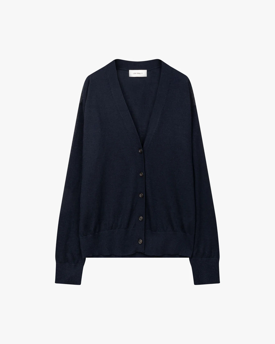 LISA YANG CIA FINE KNIT CARDIGAN IN NAVY