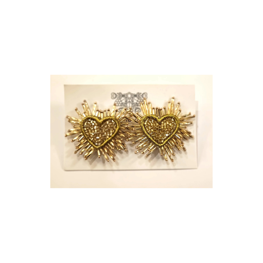 OLIVIA DAR MINI SPARKLE HEART BEADED EARRINGS - GOLD HEART