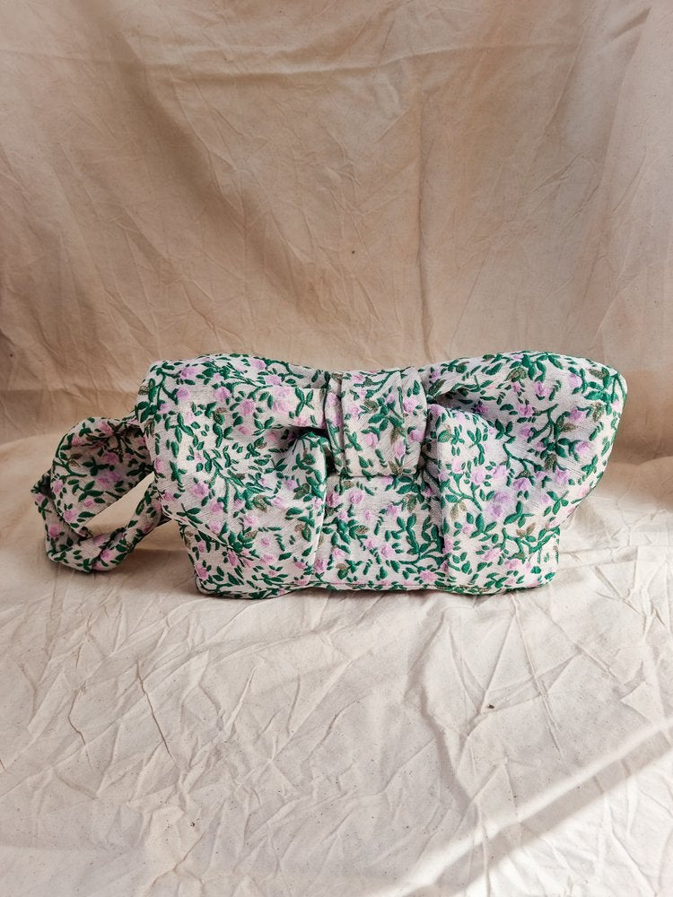 AUGUST NIGHT BOW CLUTCH IN FLORAL JACQUARD