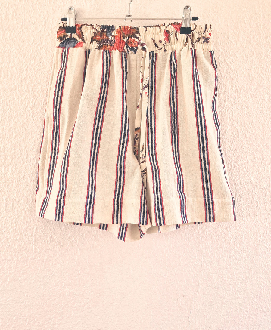 CLARAMONTE CREAM SHORTS WITH RED/NAVY STRIPES