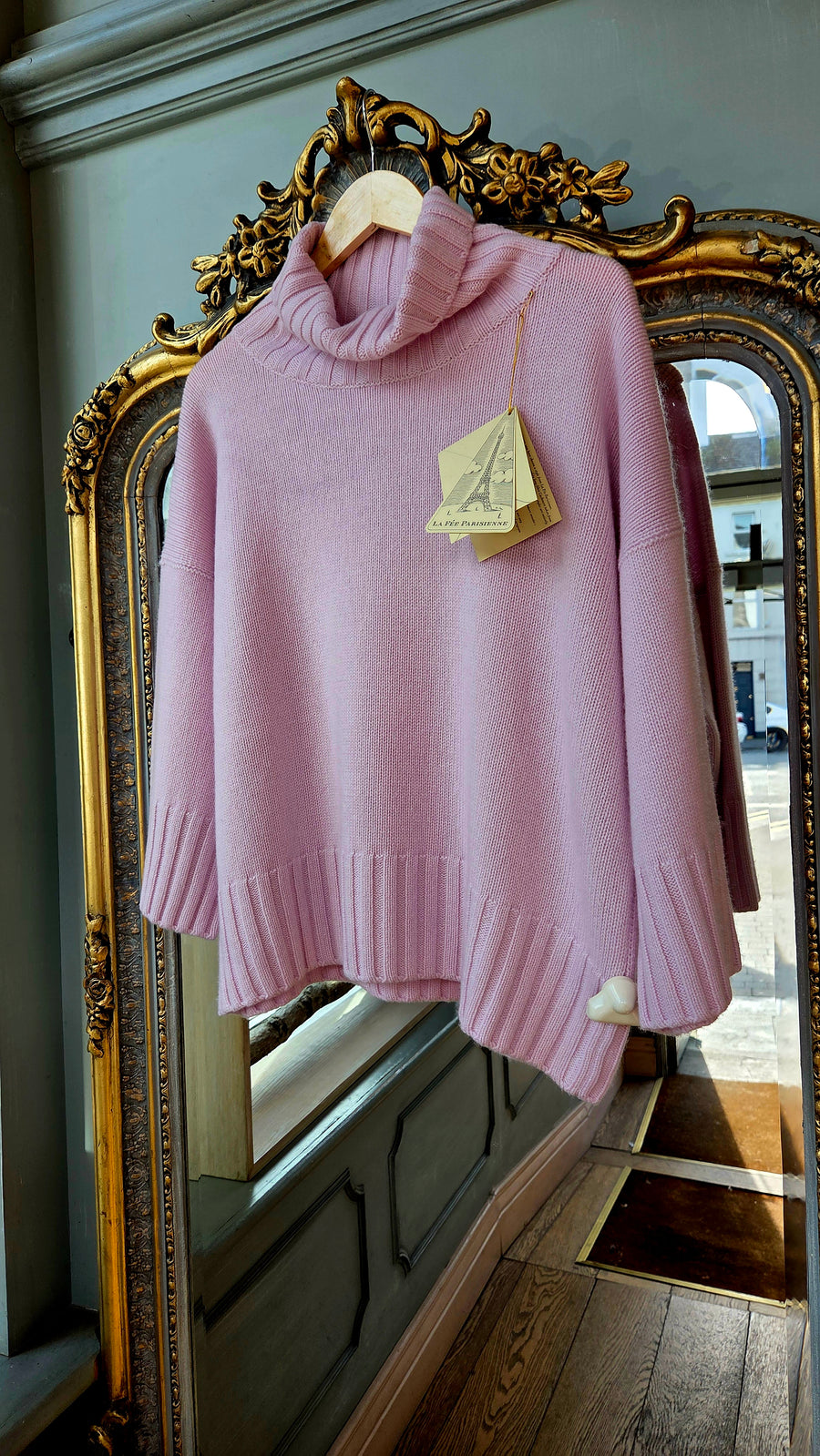 LA FEE PARISIENNE CHUNKY KNIT WITH ROLL NECK IN PINK