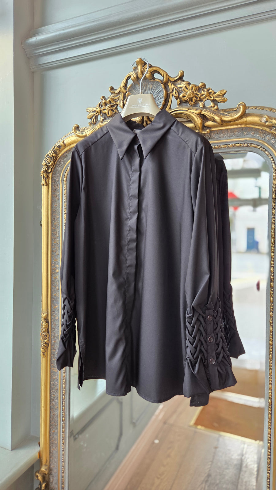 ARMARGENTUM MALOU BLOUSE IN NITRIUM BLACK