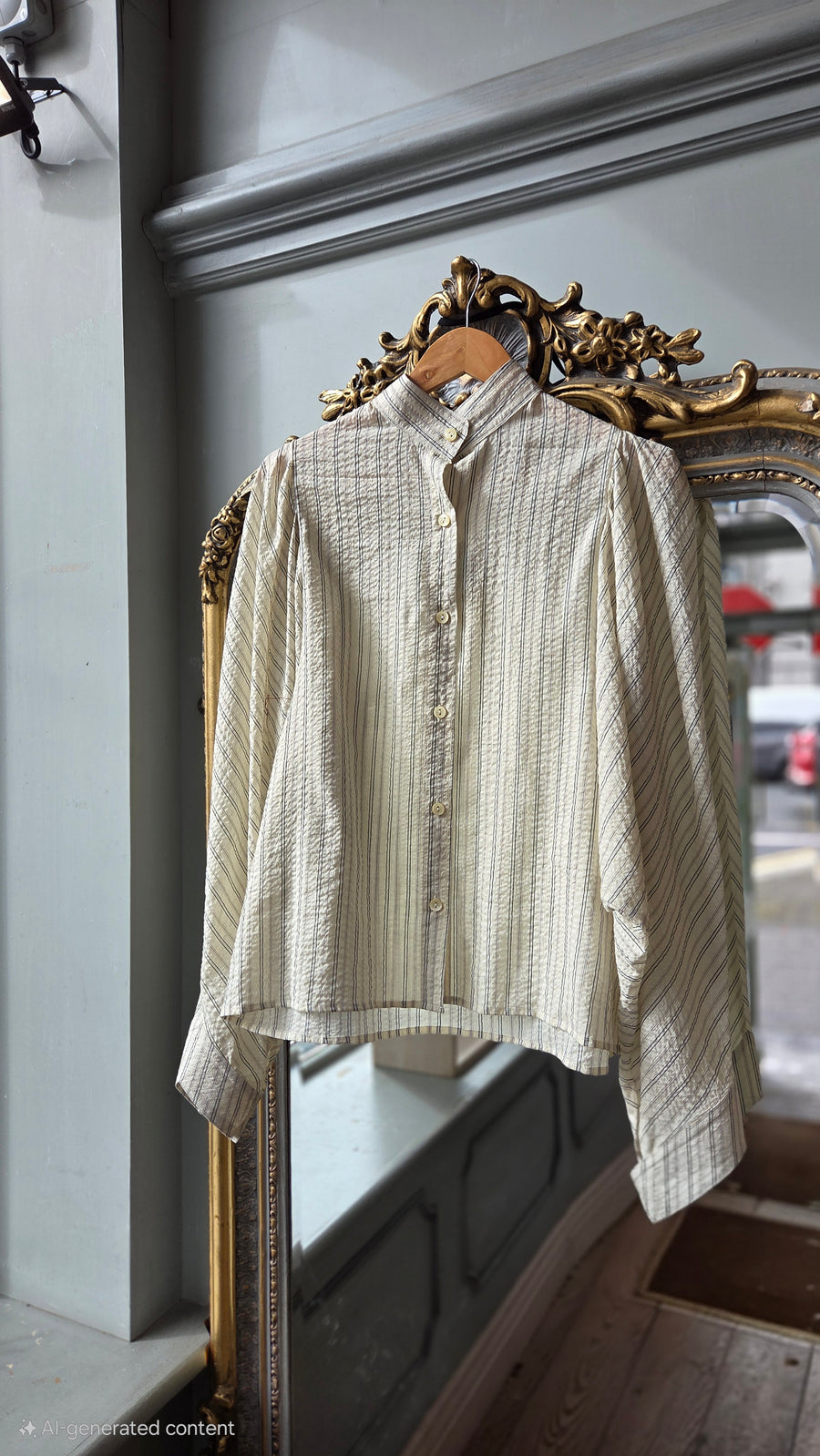 CLARAMONTE KLAUS STRIPE BLOUSE IN ECRU