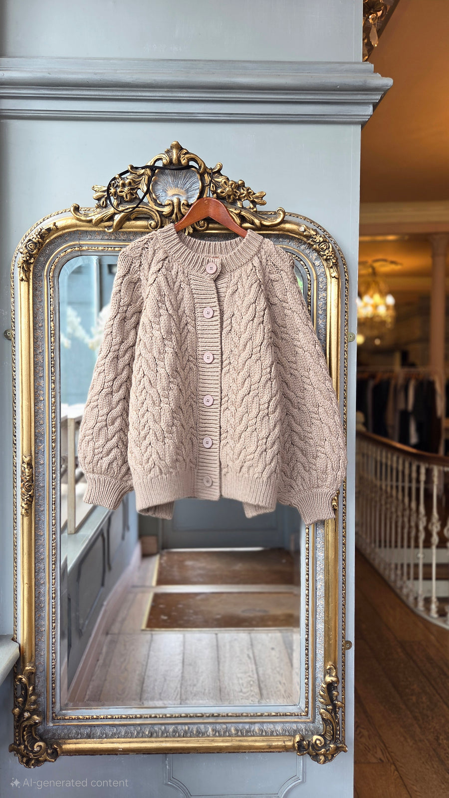 MR MITTENS CHUNKY CABLE BUTTONED CARDIGAN IN TAUPE