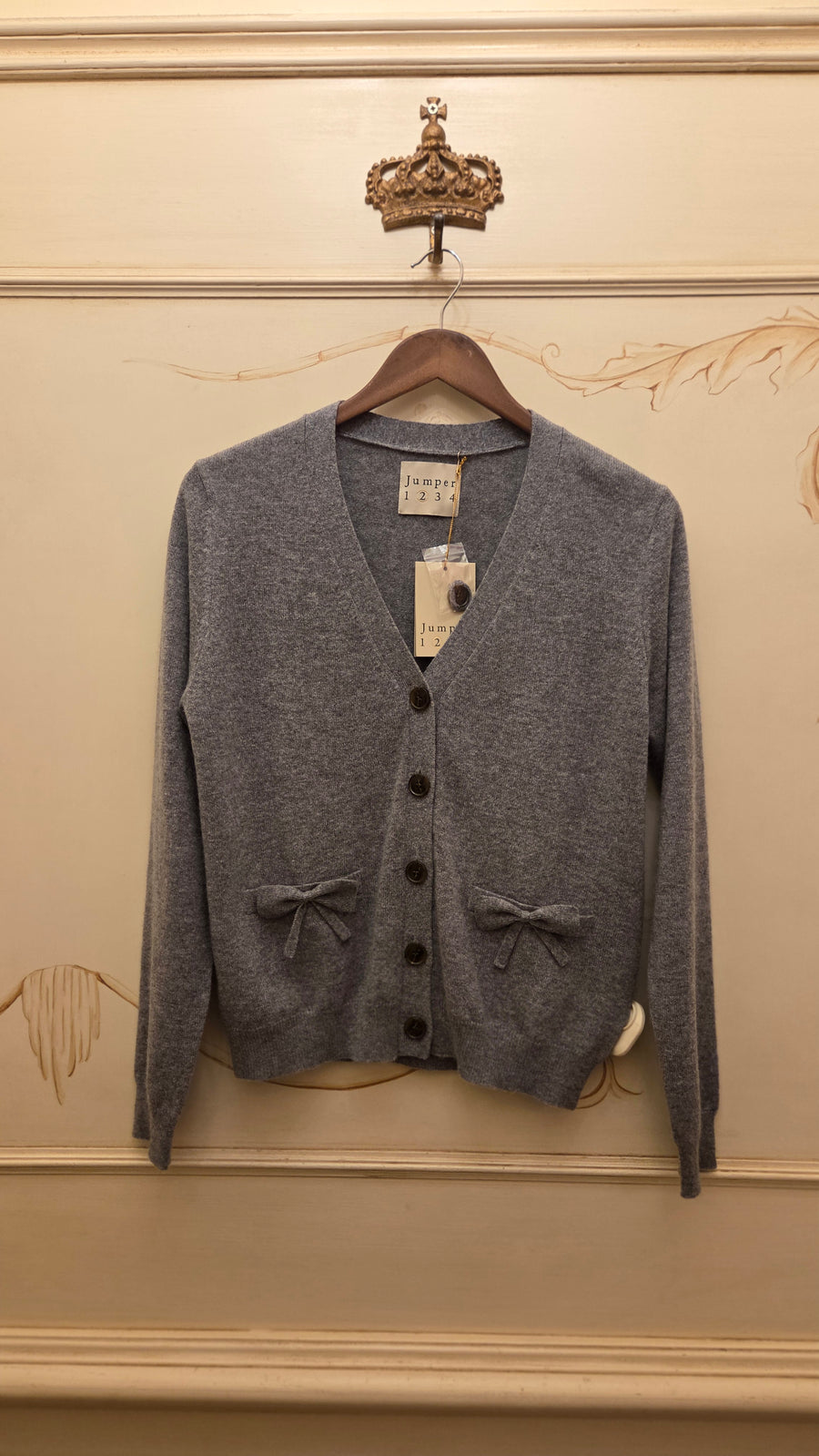 JUMPER 1234 BOW POCKET CARDIGAN IN CLOUDY