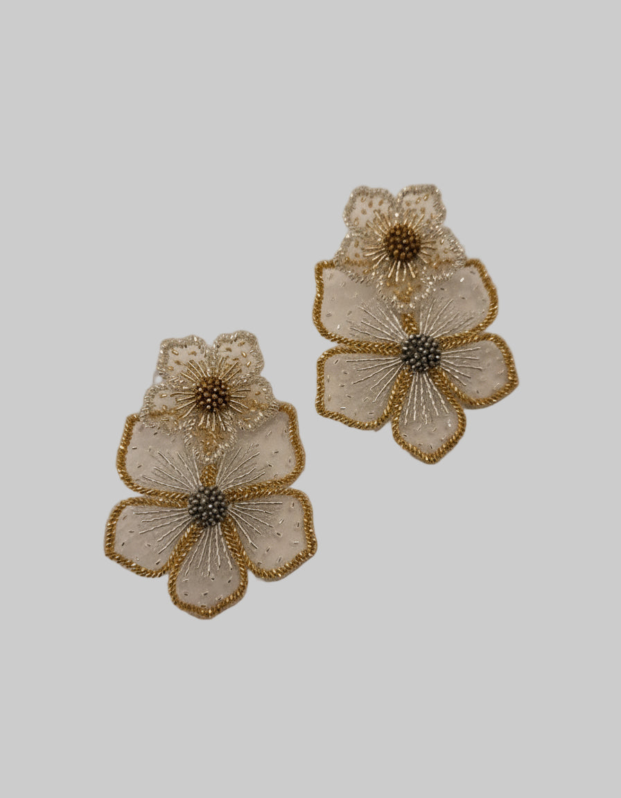 OLIVIA DAR MAXI PEONIE EARRINGS IN GOLD SILVER
