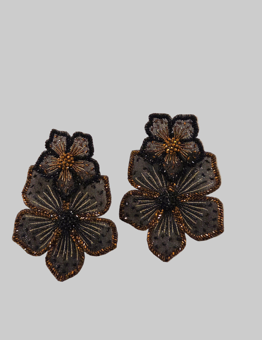 OLIVIA DAR BLACK/BRONZE PRIMROSE EARRINGS IN MEDIUM