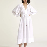 MONDO CORSINI VICTORINE LINEN DRESS IN WHITE