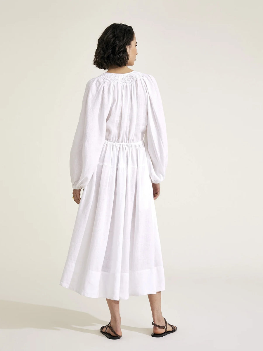 MONDO CORSINI VICTORINE LINEN DRESS IN WHITE