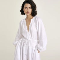 MONDO CORSINI VICTORINE LINEN DRESS IN WHITE